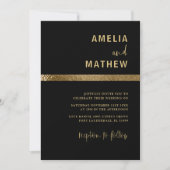 Moderne Imitate Metallic Gold & Black Wedding Einladung (Vorderseite)