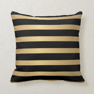 Moderne Imitate metallisches Gold und schwarz gest Kissen