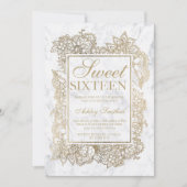 Moderne Imitate mit Blumenmotiven aus goldfarbenem Einladung (Vorderseite)