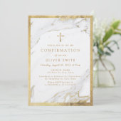 Moderne Imitate mit goldenem Marmor-Bestätigung Einladung (Stehend Vorderseite)