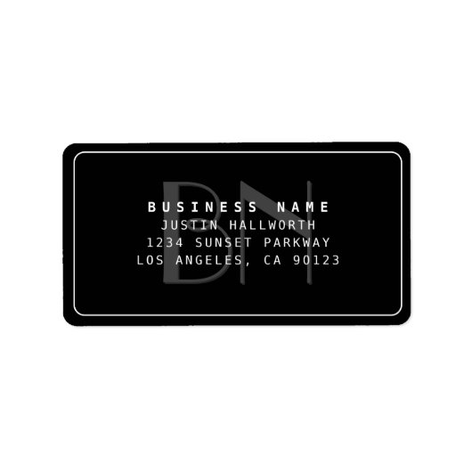 Moderne Imitate mit Mit Monogramm Geschäftsadresse Adressaufkleber (Vorne)