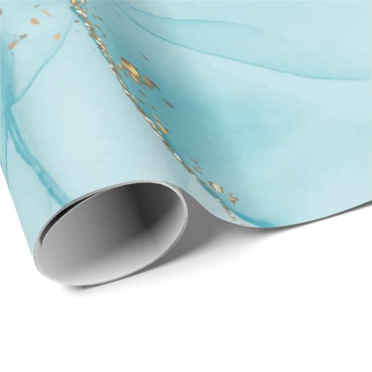 Moderne Imitate Muster Gold & Blau Geschenkpapier (Rolleneckpunkt)