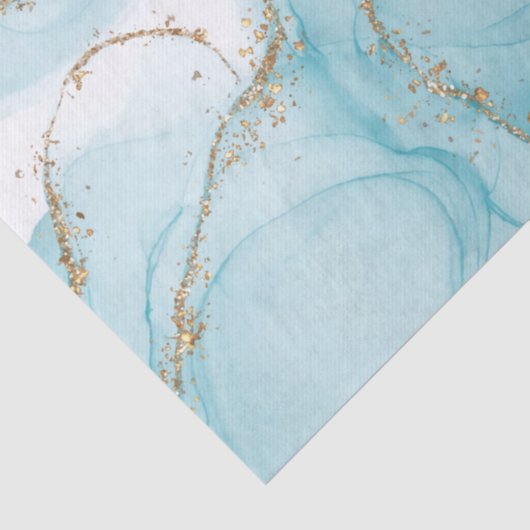 Moderne Imitate Muster Gold & Blau Seidenpapier (Detail)