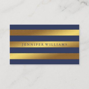 Moderne Imitate Muster Gold Foil und Blue Stripes Visitenkarte