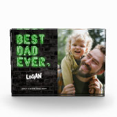 Moderne Imitate Neon Best Vater Ever Geschenk für Fotoblock (Vorderseite)