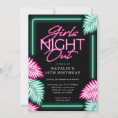 Moderne Imitate Neon Girls Nacht Geburtstag Einladung (Vorderseite)