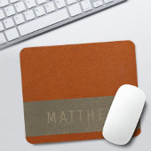 Moderne Imitate Orange Gray Leather Textur Name Mousepad