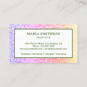 Moderne Imitate Regenbogen Glitzer Tropische Anana Visitenkarte (Rückseite)