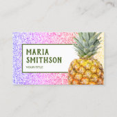 Moderne Imitate Regenbogen Glitzer Tropische Anana Visitenkarte (Vorderseite)