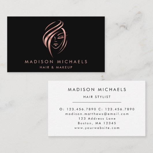 Moderne Imitate Rosa Abstrakte Haare Makeutin Visitenkarte (Vorne/Hinten)