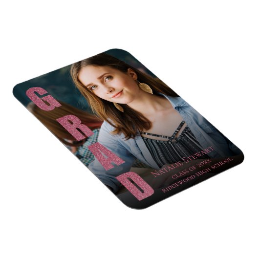 Moderne Imitate Rose Gold Abschluss Ankündigung Magnet (Rechte Seite)