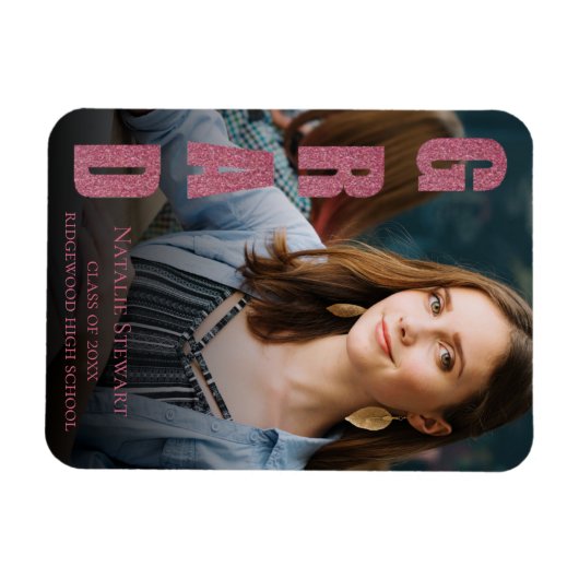 Moderne Imitate Rose Gold Abschluss Ankündigung Magnet (Horizontal)