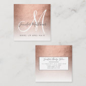 Moderne Imitate Rose Gold Abstrakt Makeup Künstler Quadratische Visitenkarte (Vorne/Hinten)