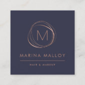 Moderne Imitate Rose Gold Abstrakt Monogram Quadratische Visitenkarte (Vorderseite)