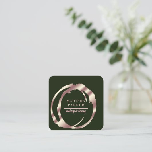 Moderne Imitate Rose Gold Abstrakt Platz Quadratische Visitenkarte (Stehend Vorderseite)