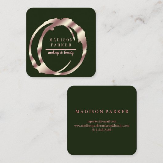 Moderne Imitate Rose Gold Abstrakt Platz Quadratische Visitenkarte (Vorne/Hinten)