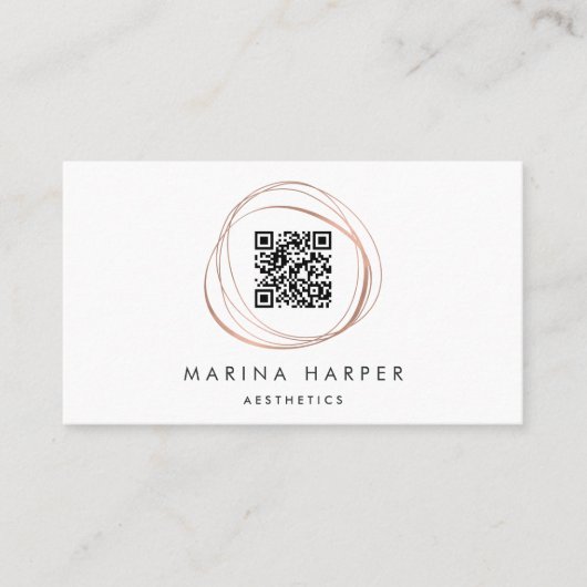 Moderne Imitate Rose Gold Abstrakt QR Code Visitenkarte (Vorderseite)