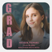 Moderne Imitate Rose Gold Fett Schriftart Foto Abs Quadratischer Aufkleber (Vorderseite)