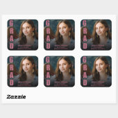 Moderne Imitate Rose Gold Fett Schriftart Foto Abs Quadratischer Aufkleber (Blatt)
