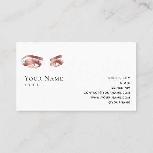 Moderne Imitate Rose Gold Foil Eyes Lashes Makeup Visitenkarte (Rückseite)