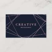 Moderne Imitate Rose Gold Geometrie auf Navy Blue Visitenkarte (Vorderseite)
