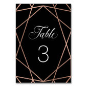 Moderne Imitate Rose Gold Geometrie auf Schwarz Tischnummer (Vorderseite)