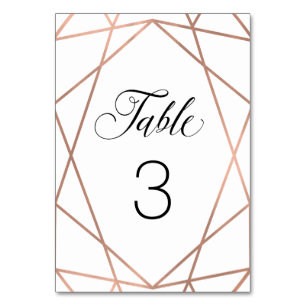 Moderne Imitate Rose Gold Geometrie auf Weiß Tischnummer