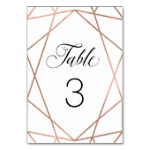 Moderne Imitate Rose Gold Geometrie auf Weiß Tischnummer (Rückseite)