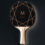 Moderne Imitate Rose Gold Geometrie mit Monogramm Tischtennis Schläger<br><div class="desc">Dieses elegante Tischtennispaddel besticht durch ein modernes,  geometrisches Design in der Rose Imitat auf schwarzem Hintergrund. Personalisieren Sie Ihre Nachricht und Ihren Namen.</div>