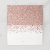 Moderne Imitate Rose Gold Glitzer Hochzeit geklapp Platzkarte (Außenseite Aufgefaltet)