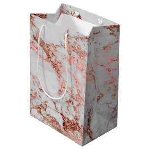 Moderne Imitate Rose Gold Glitzer Marmortextur Bil Mittlere Geschenktüte