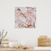Moderne Imitate Rose Gold Glitzer Marmortextur Bil Poster (Küche)