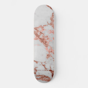 Moderne Imitate Rose Gold Glitzer Marmortextur Bil Skateboard
