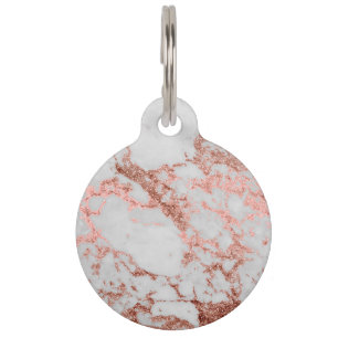 Moderne Imitate Rose Gold Glitzer Marmortextur Bil Tiernamensmarke