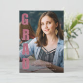Moderne Imitate Rose Gold GRAD Foto Abschluss Einladung (Stehend Vorderseite)