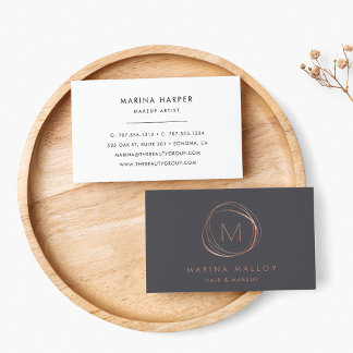 Moderne Imitate Rose Gold & Grau Abstrakt Visitenkarte
