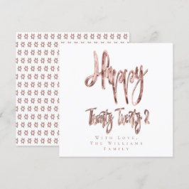 Moderne Imitate Rose Gold Happy New Year 2022 Feiertagskarte