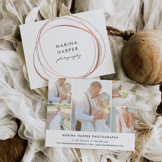 Moderne Imitate Rose Gold Logo 5-Foto Collage Postkarte