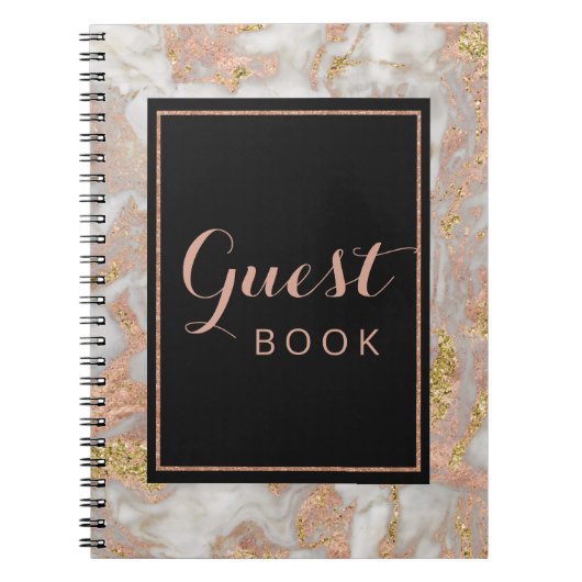 Moderne Imitate Rose Gold Marble Wedle Gästebuch Notizblock (Vorderseite)