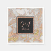 Moderne Imitate Rose Gold-Marmor Monogram Hochzeit Serviette (Vorderseite)