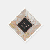 Moderne Imitate Rose Gold-Marmor Monogram Hochzeit Serviette (Ecke)