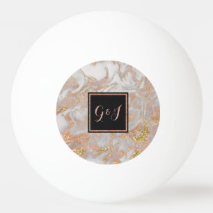 Moderne Imitate Rose Gold Marmor Monogram Paare Tischtennisball