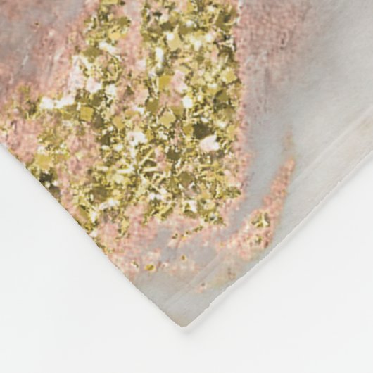 Moderne Imitate Rose Gold Marmor Swirl Monogramm Fleecedecke (Ecke)