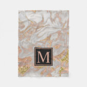 Moderne Imitate Rose Gold Marmor Swirl Monogramm Fleecedecke (Vorderseite)