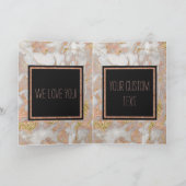 Moderne Imitate Rose Gold Marmor Swirl Monogramm Karte (Innenseite)