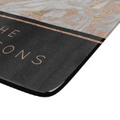 Moderne Imitate Rose Gold Marmor Swirl Monogramm Schneidebrett (Ecke)