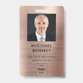Moderne Imitate Rose Gold Metallic Corporate Foto  Ausweis