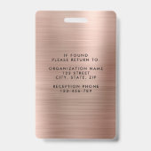 Moderne Imitate Rose Gold Metallisches Foto Ausweis (Back)
