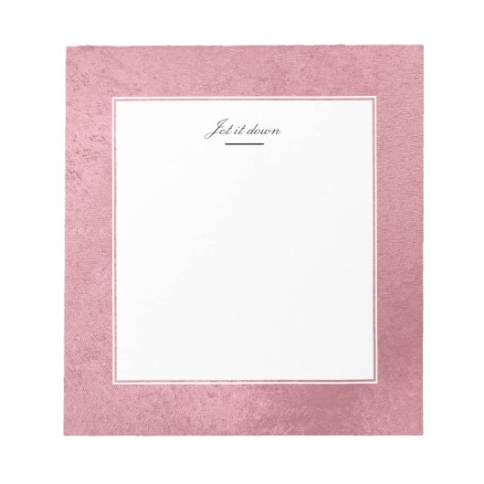 Moderne Imitate Rose Gold Notizblock (Vorderseite)