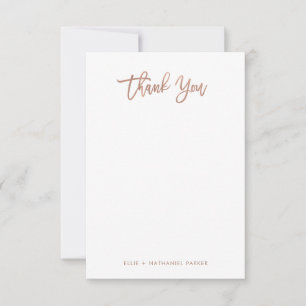 Moderne Imitate Rose Gold Script Dankeskarte